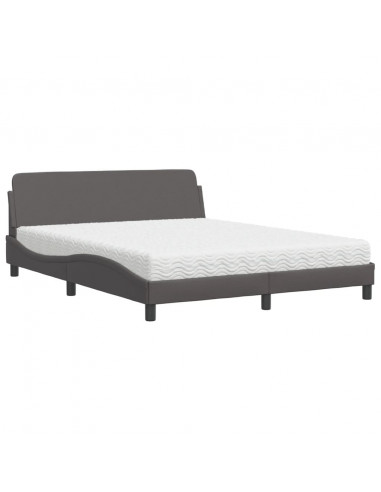 Letto con Materasso Grigio 160x200 cm in Similpelle
