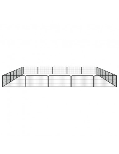 Box Cani 24 Pannelli Nero 100x50 cm Acciaio Verniciato Polvere