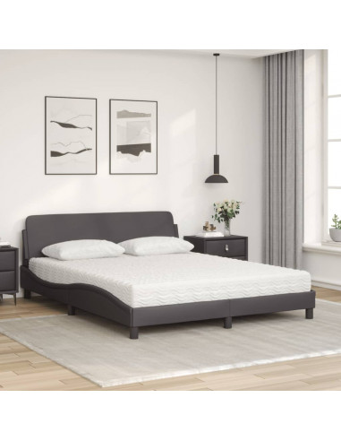 Letto con Materasso Grigio 160x200 cm in Similpelle