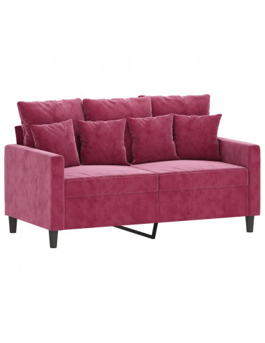 Set di Divani 2 pz con Cuscini Rosso Vino in Velluto