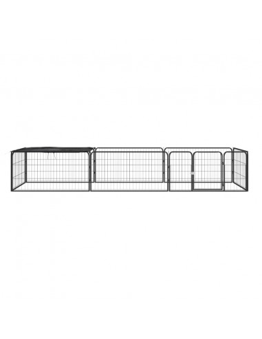 Box Cani 8 Pannelli Nero 100x50 cm Acciaio Verniciato Polvere