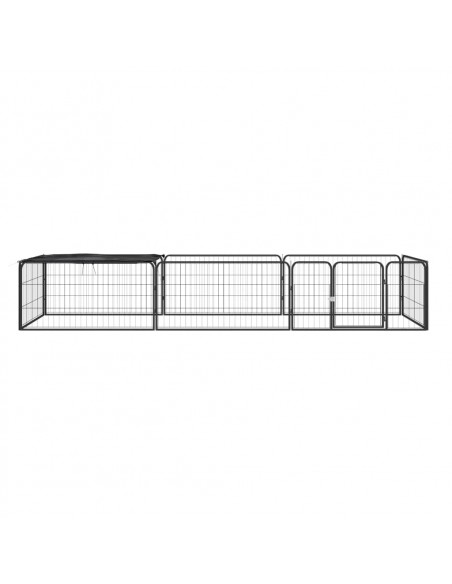 Box Cani 8 Pannelli Nero 100x50 cm Acciaio Verniciato Polvere
