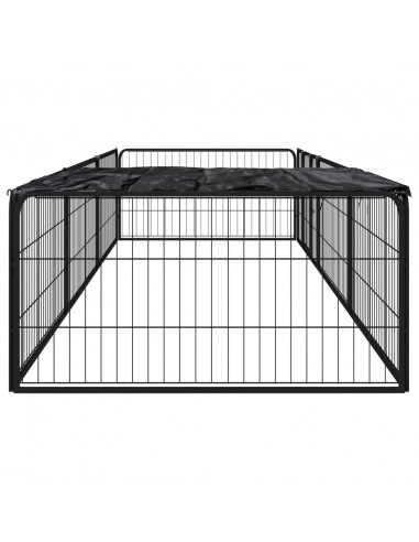Box Cani 8 Pannelli Nero 100x50 cm Acciaio Verniciato Polvere
