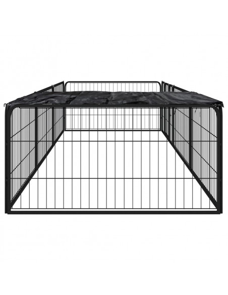 Box Cani 8 Pannelli Nero 100x50 cm Acciaio Verniciato Polvere