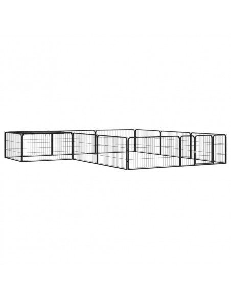 Box Cani 12 Pannelli Nero 100x50 cm Acciaio Verniciato Polvere