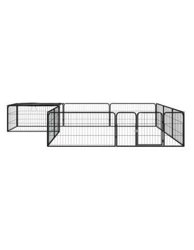 Box Cani 12 Pannelli Nero 100x50 cm Acciaio Verniciato Polvere