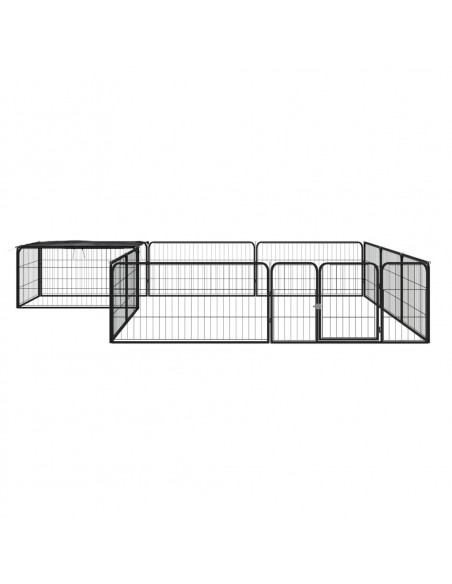 Box Cani 12 Pannelli Nero 100x50 cm Acciaio Verniciato Polvere