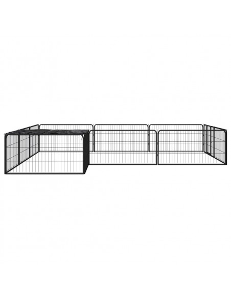 Box Cani 12 Pannelli Nero 100x50 cm Acciaio Verniciato Polvere