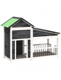 Cuccia per Cani Grigia 143x60,5x109cm in Legno Massello di Pino 2