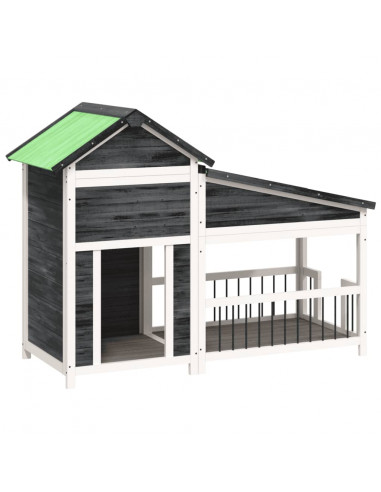 Cuccia per Cani Grigia 143x60,5x109cm in Legno Massello di Pino