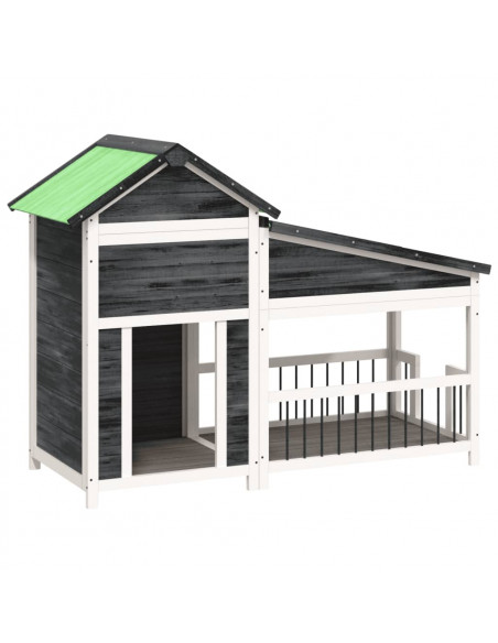 Cuccia per Cani Grigia 143x60,5x109cm in Legno Massello di Pino