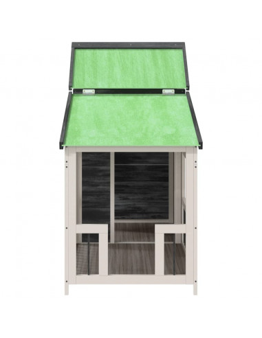 Cuccia per Cani Grigia 143x60,5x109cm in Legno Massello di Pino