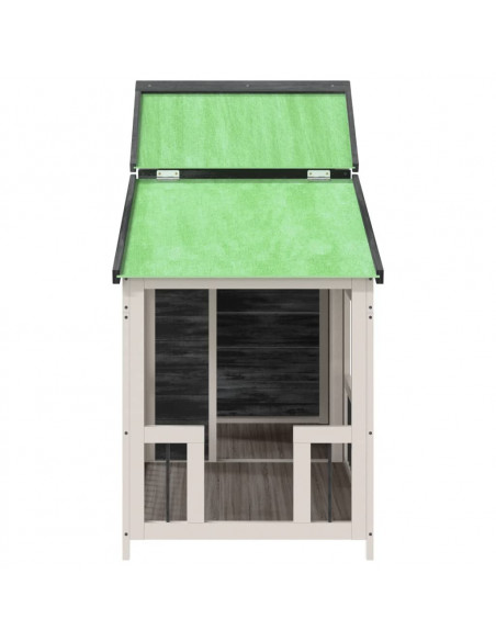 Cuccia per Cani Grigia 143x60,5x109cm in Legno Massello di Pino