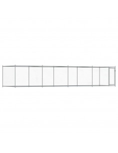 Gabbia per Cani con Porta Grigia 8x2x1,5 m in Acciaio Zincato 2