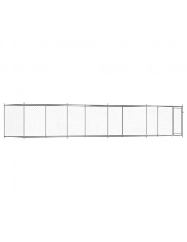Gabbia per Cani con Porta Grigia 8x2x1,5 m in Acciaio Zincato