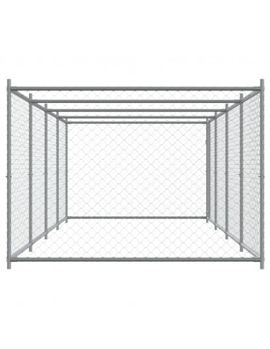 Gabbia per Cani con Porta Grigia 8x2x1,5 m in Acciaio Zincato