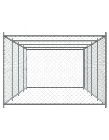 Gabbia per Cani con Porta Grigia 8x2x1,5 m in Acciaio Zincato