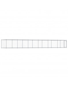 Gabbia per Cani con Porta Grigia 12x2x1,5 m in Acciaio Zincato 2