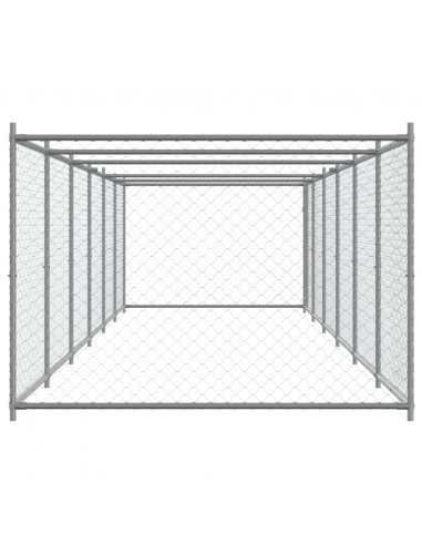Gabbia per Cani con Porta Grigia 12x2x1,5 m in Acciaio Zincato