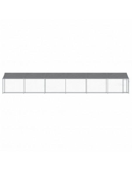Gabbia Cani con Tetto e Porta Grigia 12x2x2 m Acciaio Zincato