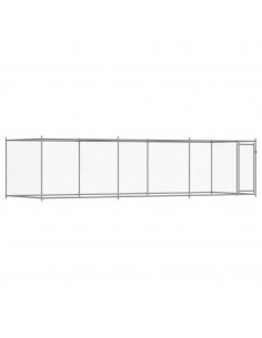 Gabbia per Cani con Porta Grigia 6x2x1,5 m in Acciaio Zincato 2