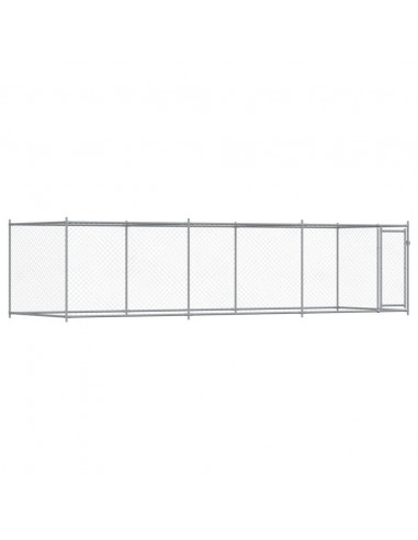 Gabbia per Cani con Porta Grigia 6x2x1,5 m in Acciaio Zincato
