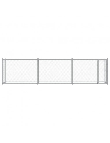 Gabbia per Cani con Porta Grigia 6x2x1,5 m in Acciaio Zincato