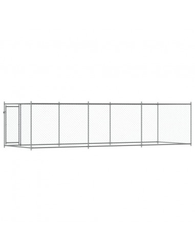 Gabbia per Cani con Porta Grigia 6x2x1,5 m in Acciaio Zincato