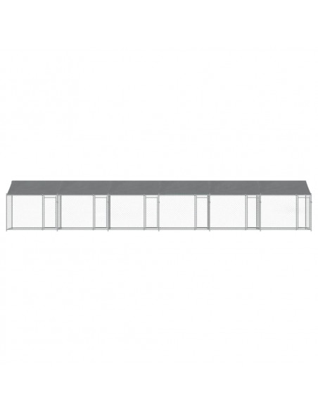 Gabbia Cani con Tetto e Porte Grigia 12x2x2 m Acciaio Zincato