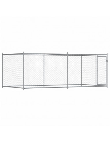 Gabbia per Cani con Porta Grigia 4x2x1,5 m in Acciaio Zincato