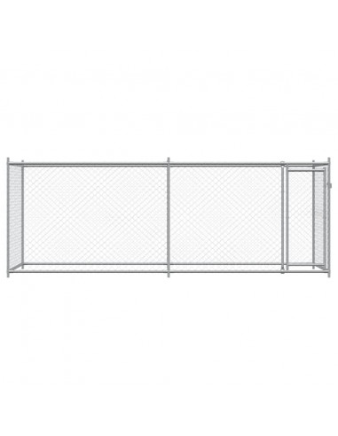 Gabbia per Cani con Porta Grigia 4x2x1,5 m in Acciaio Zincato