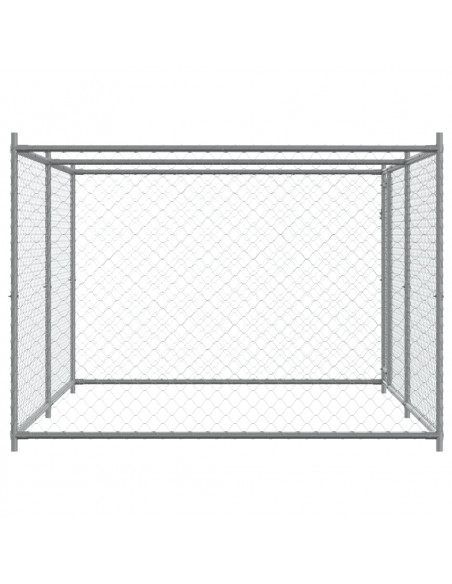 Gabbia per Cani con Porta Grigia 4x2x1,5 m in Acciaio Zincato