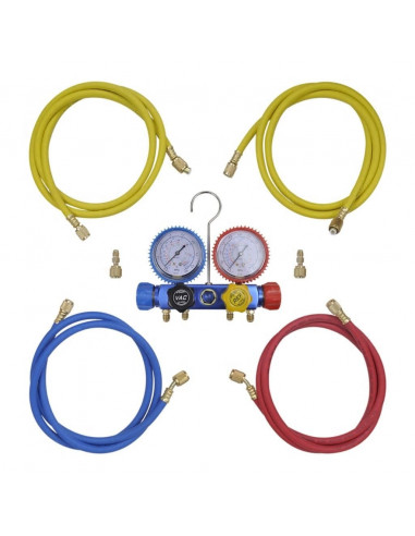 Kit Pompa di Aspirazione 100 L/min con Manometro a 4 Vie