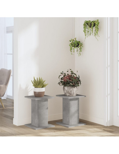Supporti per Piante 2 pz Grigio Cemento 30x30x50 cm Truciolato