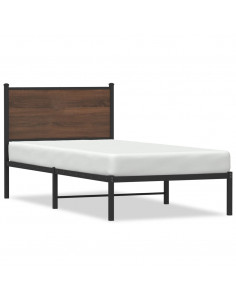 Giroletto con Testiera in Metallo Rovere Marrone 80x200 cm 2