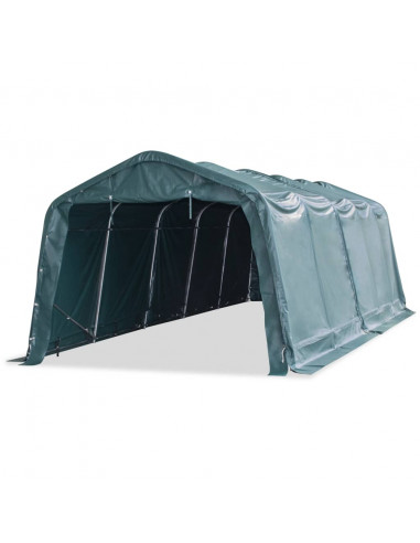 Tendone Bestiame Rimovibile PVC 550 g/m² 3,3x8 m Verde Scuro