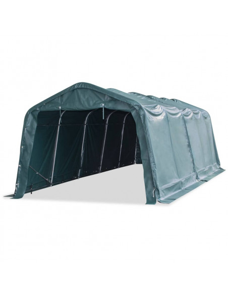 Tendone Bestiame Rimovibile PVC 550 g/m² 3,3x8 m Verde Scuro