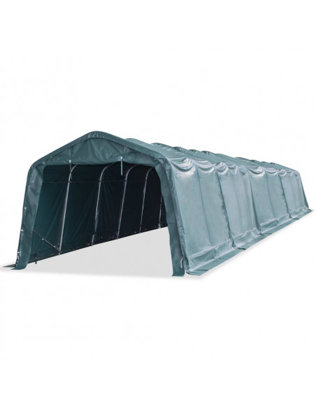 Tendone Bestiame Rimovibile PVC 550 g/m² 3,3x16 m Verde Scuro