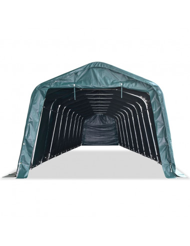 Tendone Bestiame Rimovibile PVC 550 g/m² 3,3x16 m Verde Scuro