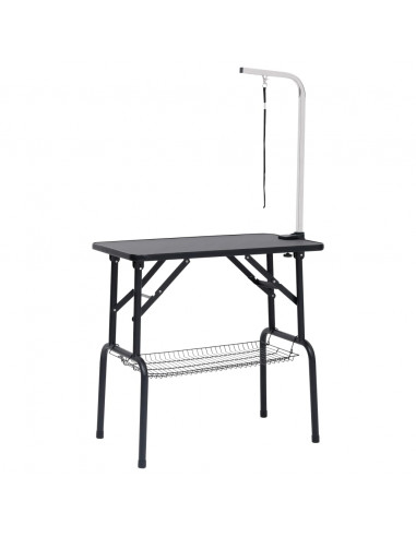 Tavolo Toelettatura per Cani Regolabile con 1 Anello e Cesto