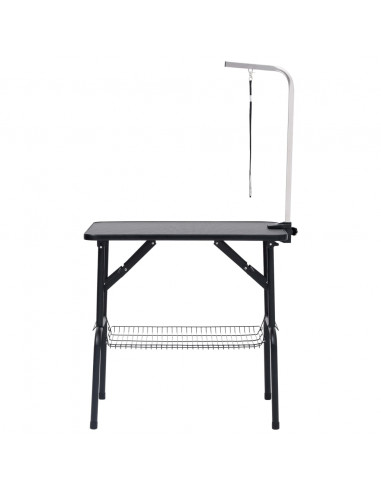 Tavolo Toelettatura per Cani Regolabile con 1 Anello e Cesto