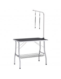 Tavolo Toelettatura per Cani Regolabile con 2 Anelli e Cesto 2