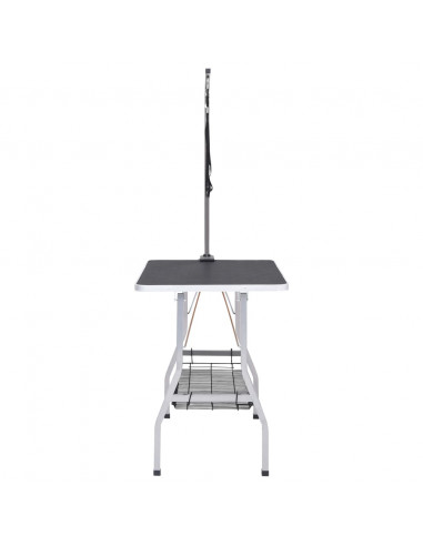 Tavolo Toelettatura per Cani Regolabile con 2 Anelli e Cesto