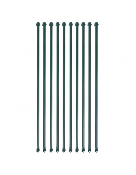 Pali da Giardino 10 pz in Metallo 1 m Verde