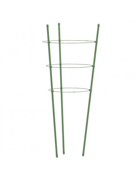 Supporti Piante da Giardino con 3 Anelli 5pz Verde 75cm Acciaio