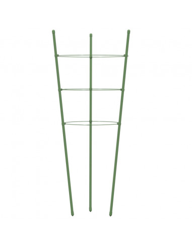 Supporti Piante da Giardino con 3 Anelli 5pz Verde 75cm Acciaio