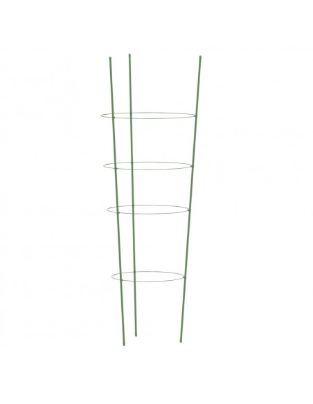 Supporti Piante da Giardino con 4 Anelli 5pz Verde 90cm Acciaio
