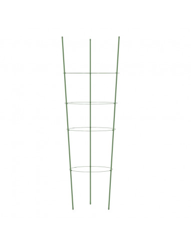 Supporti Piante da Giardino con 4 Anelli 5pz Verde 90cm Acciaio