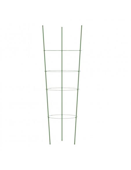 Supporti Piante da Giardino con 4 Anelli 5pz Verde 90cm Acciaio