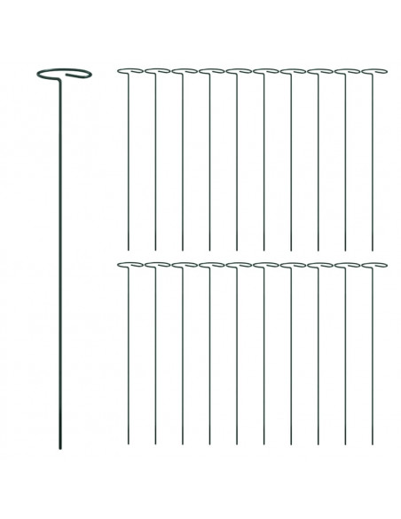 Supporti per Piante da Giardino 20 pz Verde Scuro 40 cm Acciaio